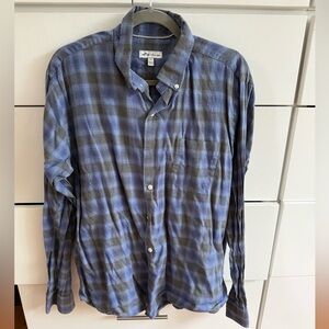 Peter Millar Blue and Gray Plaid Flannel Shirt